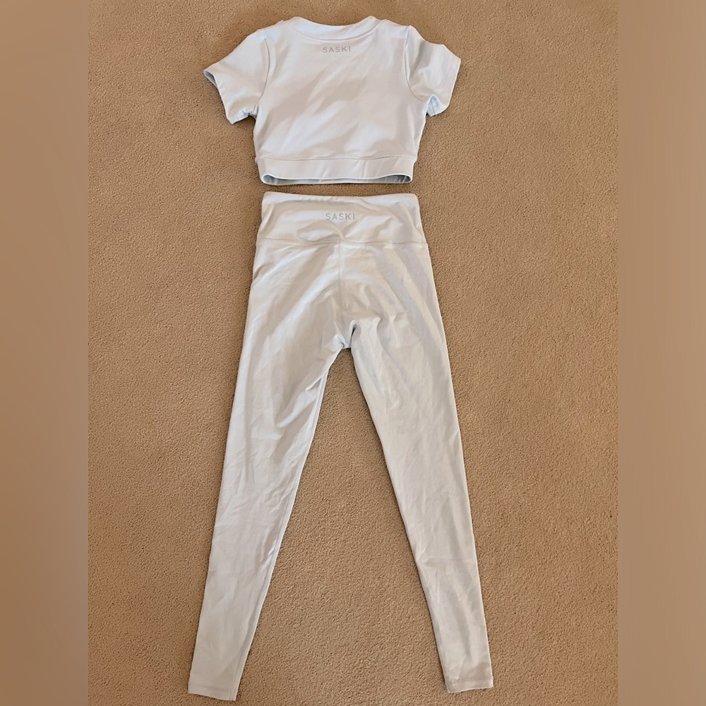 Saski Collection leggings and matching crop top set. Size Small, New Condition!